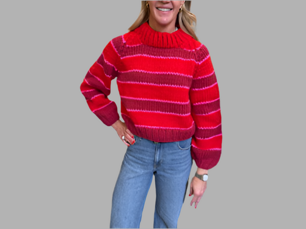 GOGO Stripe Pullover, Fiery-GOGO Sweaters