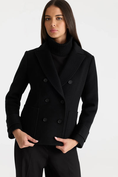 Danielle Double-Breasted Coat, Black-Mackage
