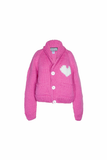 GOGO Short Heart Cardi, Raspberry/ Snow-GOGO Sweaters