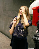 Peggy Blouse, Foothill Leaf Metallic-Cartolina