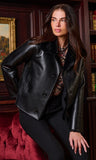 Delphine Reversible Faux Fur Shearling Jacket, Black-Generation Love