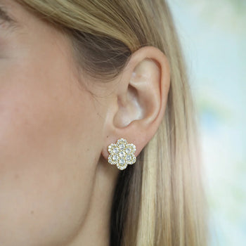 ASHA Delphine Pave Stud, Gold-ASHA