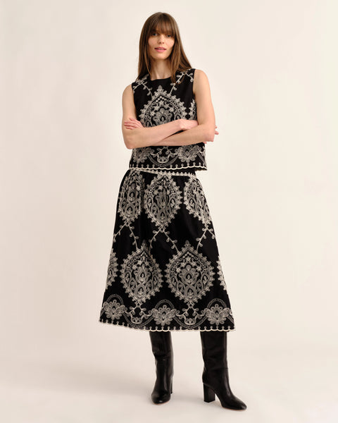 Georgia Midi Skirt, Noir-Cartolina