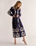 Ophelia Dress, Navy Prairie Floral Applique