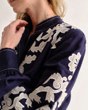 Ophelia Dress, Navy Prairie Floral Applique