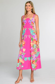 Annalisa Dress, Tulip Tapestry - Pink Glo-Elizabeth James The Label