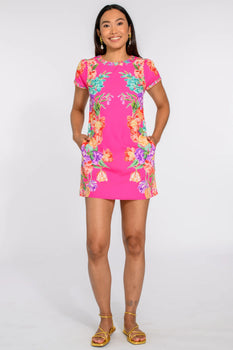 Louisa Dress, Tulip Tapestry - Pink Glo-Elizabeth James The Label