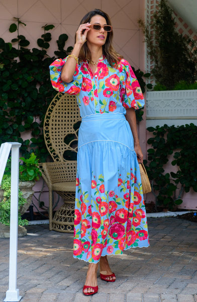 Phoebe Skirt, Poppy Patch Blueberry-Elizabeth James The Label