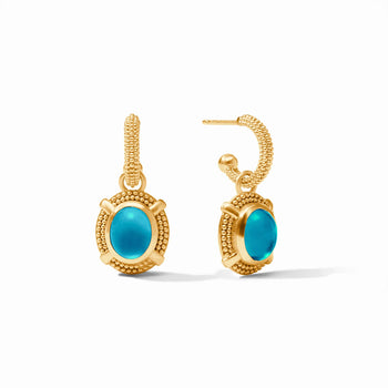 JV Cabochon Hoop & Charm Earring, Gold-Iridescent London Blue-Julie Vos