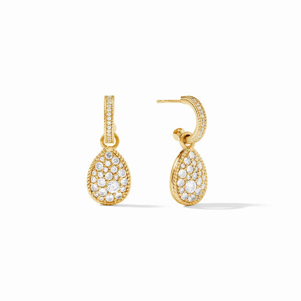 JV Luna Teardrop Hoop & Charm Earring, Gold-Cubic Zirconia-Julie Vos