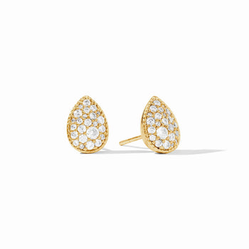 JV Luna Teardrop Stud, Gold-Cubic Zirconia-Julie Vos