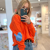 Kerri Rosenthal Ex-Boyfriend Patchwork Sweatshirt, Aperol Orange-Kerri Rosenthal