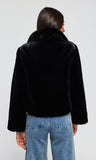 Delphine Reversible Faux Fur Shearling Jacket, Black-Generation Love