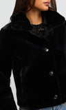 Delphine Reversible Faux Fur Shearling Jacket, Black-Generation Love