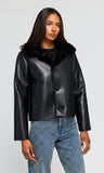 Delphine Reversible Faux Fur Shearling Jacket, Black-Generation Love