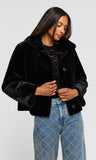 Delphine Reversible Faux Fur Shearling Jacket, Black-Generation Love