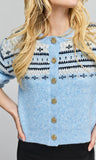 Hilda Fairisle Cardigan, Light Blue Multi