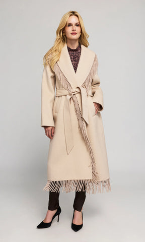 Jenny Fringe Wool Coat, Soft Beige-Generation Love