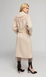Jenny Fringe Wool Coat, Soft Beige