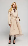Jenny Fringe Wool Coat, Soft Beige