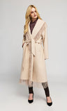 Jenny Fringe Wool Coat, Soft Beige