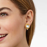 JV Tudor Stud Earring, Iridescent Clear Crystal-Julie Vos