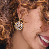 Julie Vos Tribeca Statement Earring, Black/ Pearl-Julie Vos