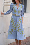 Valentina Corduroy Dress, Blue