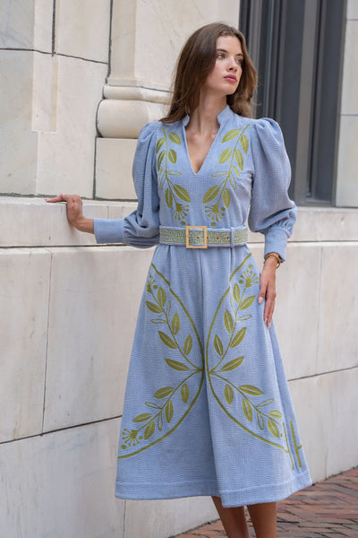 Valentina Corduroy Dress, Blue