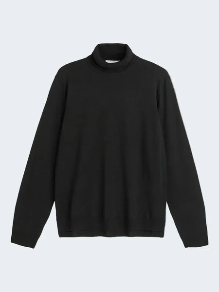 SAND Fine Merino Wool Turtleneck, Black-SAND Copenhagen