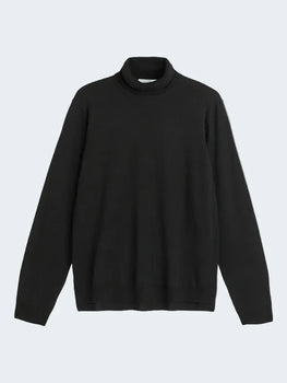 SAND Fine Merino Wool Turtleneck, Black-SAND Copenhagen
