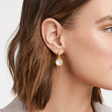 JV Fleur-de-Lis Hoop and Charm Earring, Iridescent Emerald Green-Julie Vos