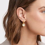 Julie Vos Fleur-de-Lis Hoop and Charm Earring, Gold-Iridescent Clear Crystal-Julie Vos