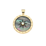 JW FOREVER Sundial Necklace, Black Mother of Pearl with long link box chain-Jane Win