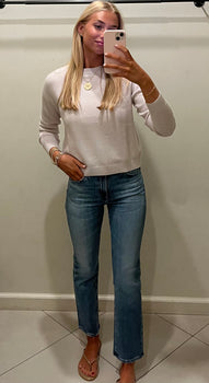 Cashmere Raglan Crew, Fog-Minnie Rose