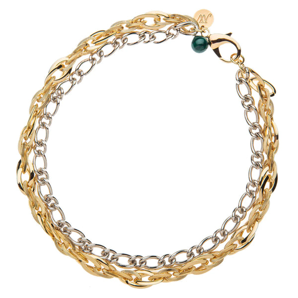 JW Gilver Dbl Layer Necklace, Malachite Bead-Jane Win