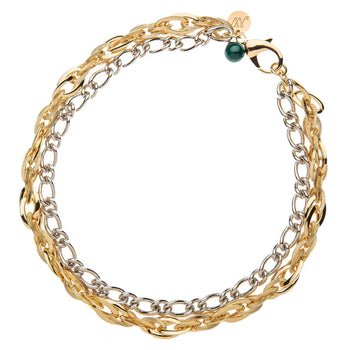 JW Gilver Dbl Layer Necklace, Malachite Bead-Jane Win
