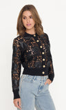 GL Erin Vegan Leather Lace Cardigan, Black-Generation Love