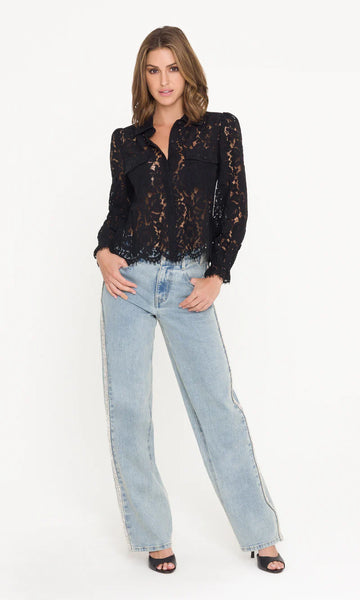 Generation Love Lina Lace Shirt, Black-Generation Love