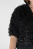 Estelle Top - Black Tie, Black Tiefeather Fringe-Emily McCarthy