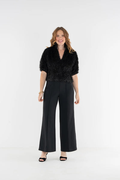 Estelle Top - Black Tie, Black Tiefeather Fringe-Emily McCarthy