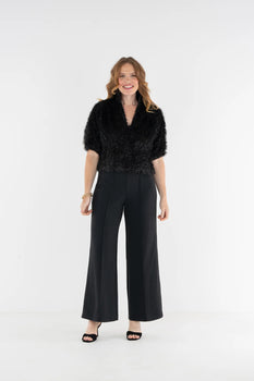 Estelle Top - Black Tie, Black Tiefeather Fringe-Emily McCarthy