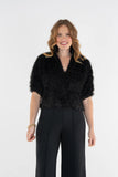 Estelle Top - Black Tie, Black Tiefeather Fringe-Emily McCarthy