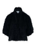 Estelle Top - Black Tie, Black Tiefeather Fringe-Emily McCarthy