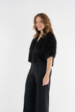 Estelle Top - Black Tie, Black Tiefeather Fringe-Emily McCarthy