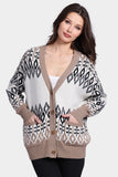 Cotton Cashmere Fair Isle Oversized Cardigan, Starch Combo-Minnie Rose