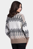 Cotton Cashmere Fair Isle Oversized Cardigan, Starch Combo-Minnie Rose