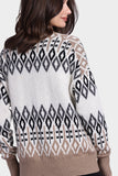 Cotton Cashmere Fair Isle Oversized Cardigan, Starch Combo-Minnie Rose