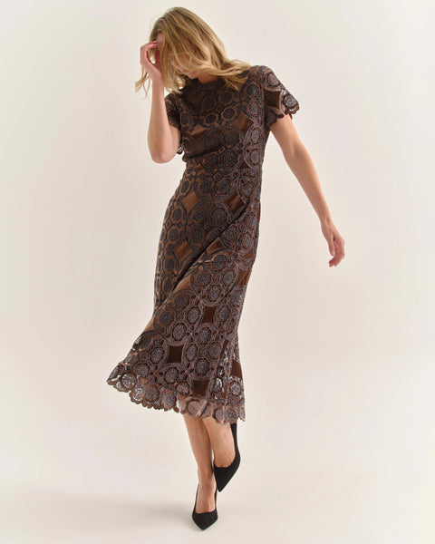 Cartolina Waverly Mid Dress, Mocha-Cartolina