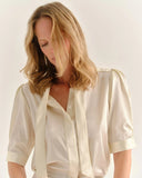 Cartolina Short Sleeve Blouse, Ivory-Cartolina